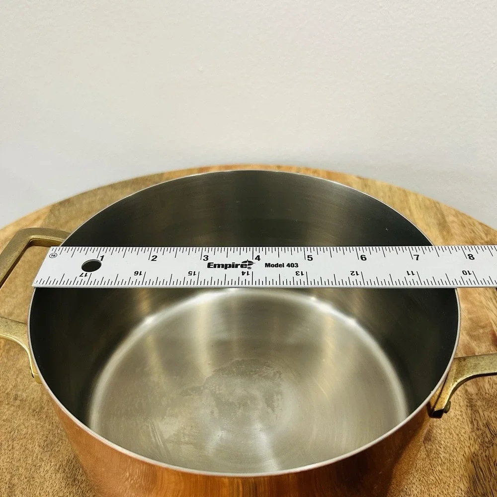 Paul Revere Limited 1801 3Qt Copper Stainless Brass Stock Pot Dutch Oven NOS